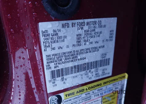 2014 Ford Expedition Xlt from USA, damaged, VIN 1FMJU1H59EEF53024